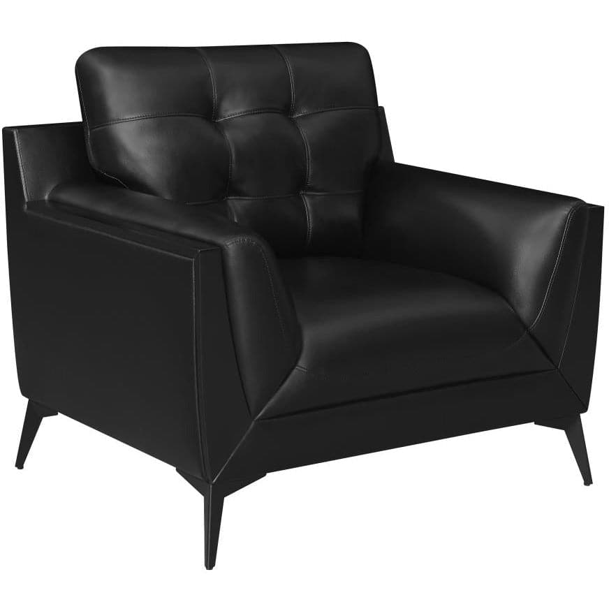 Upholstered Tufted Accent Chair with Track Arms in Black - HER Home Design Boutique